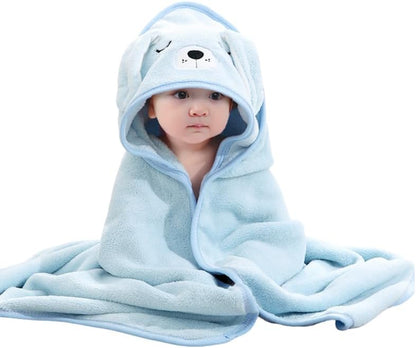 Kapuzenhandtuch Für Babys, 80X80 Cm, Baby Bath Towel, Babybadetuch Aus Korallenvliesfür, Babys Neugeborene, Blau