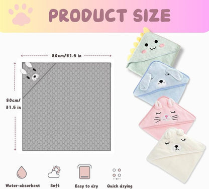 Kapuzenhandtuch Für Babys, 80X80 Cm, Baby Bath Towel, Babybadetuch Aus Korallenvliesfür, Babys Neugeborene, Blau