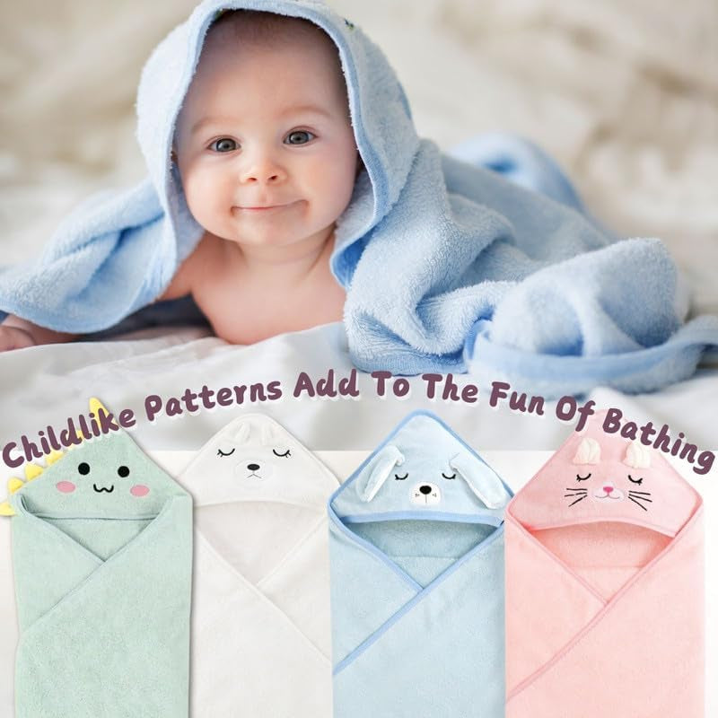 Kapuzenhandtuch Für Babys, 80X80 Cm, Baby Bath Towel, Babybadetuch Aus Korallenvliesfür, Babys Neugeborene, Blau