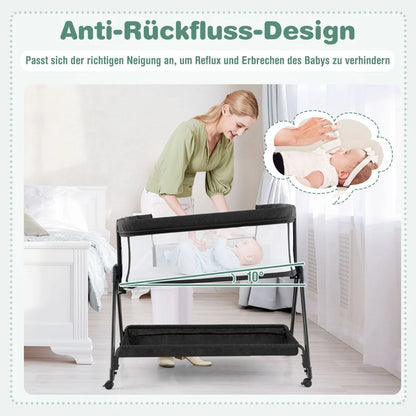 Beistellbett Für Babys Zusammenklappbares Tragbares Babybett Dunkelgrau