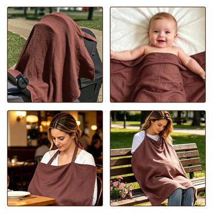 Stilltuch Für Babys, Stillschürze Stillschal Stilltuch Für Unterwegs, Musselin Stillbezug, Outdoor Stillcover, Atmungsaktive Abdeckung Zum Stillen Von Babys-Braunrot