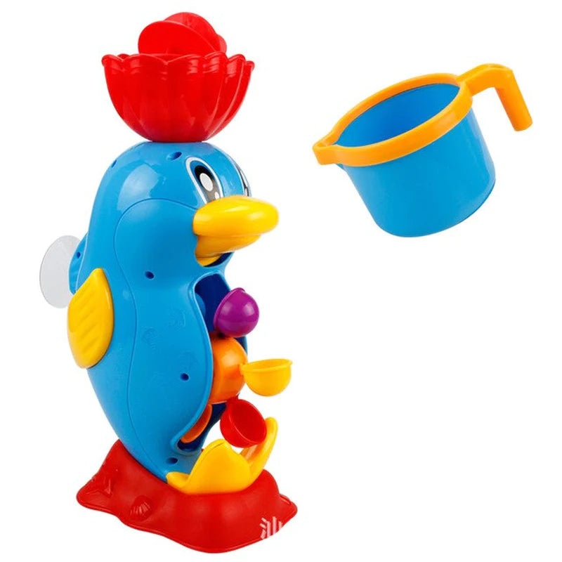 Children's Bath Toys Set - Cute Yellow Duck Waterwheel and Elephant Water Spray Tool for Engaging Bath Time Fun