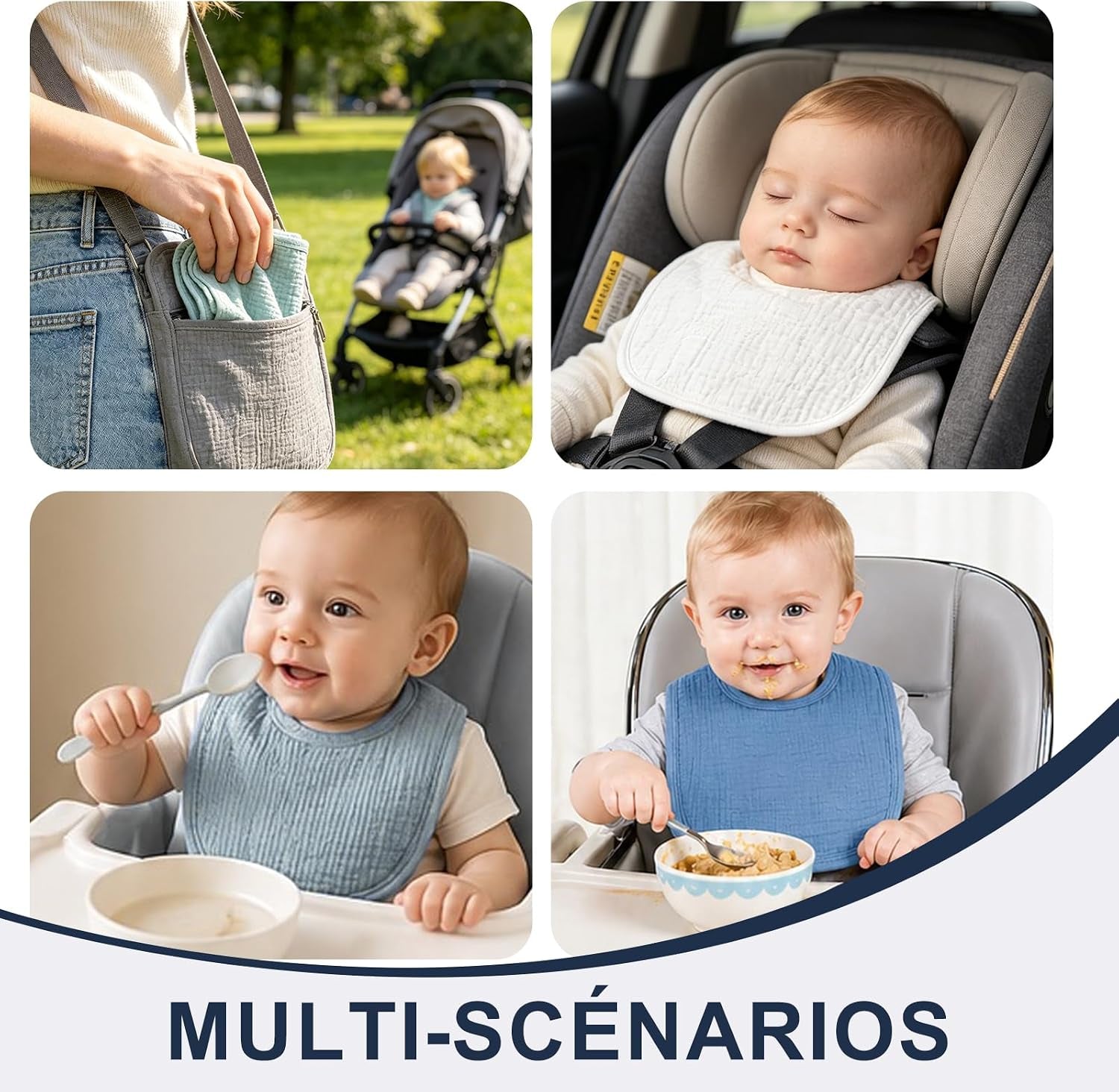 6 Stück Lätzchen Für Babys, Weich, Verstellbar, Quadratisch, Für Babys, Unisex, Mädchen & Jungen