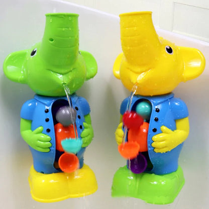 Children's Bath Toys Set - Cute Yellow Duck Waterwheel and Elephant Water Spray Tool for Engaging Bath Time Fun