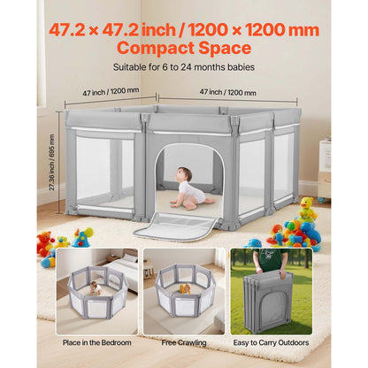 Uimoso Baby Playpen and Safety Gate, 120x120 cm