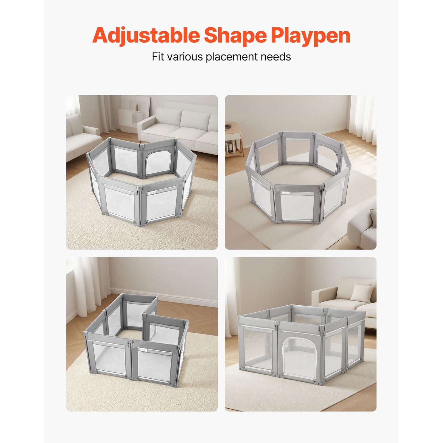 Uimoso Baby Playpen and Safety Gate, 120x120 cm