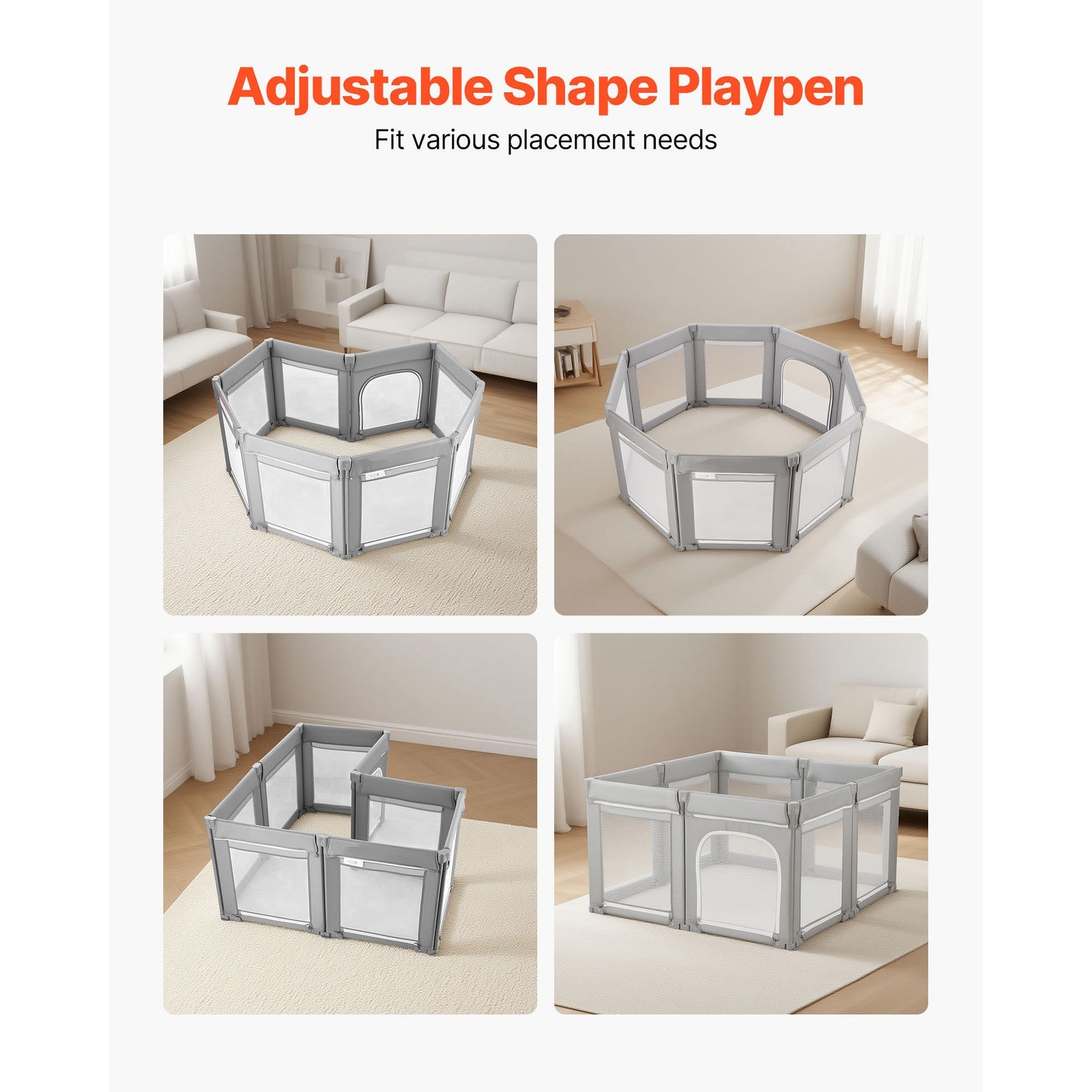 Uimoso Baby Playpen and Safety Gate, 120x120 cm