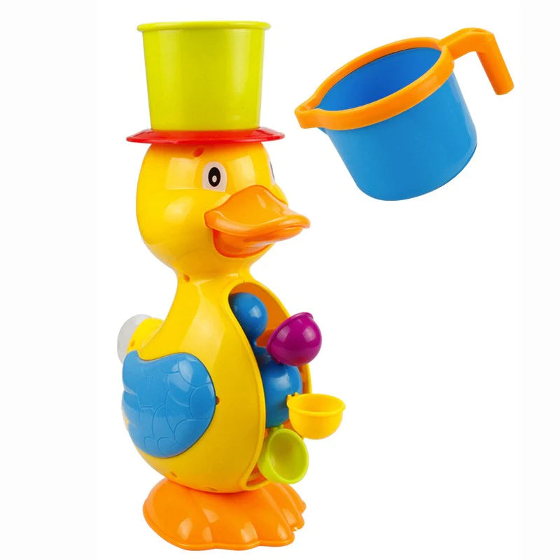 Children's Bath Toys Set - Cute Yellow Duck Waterwheel and Elephant Water Spray Tool for Engaging Bath Time Fun